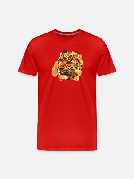 für jedermann, gepardengesicht - Männer Premium Bio T-Shirt - Rot