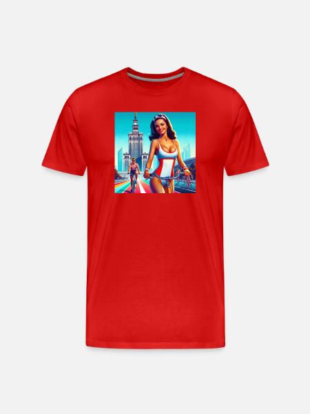 Pin-up Vivid dans Skyline - T-shirt bio Premium Homme - rouge