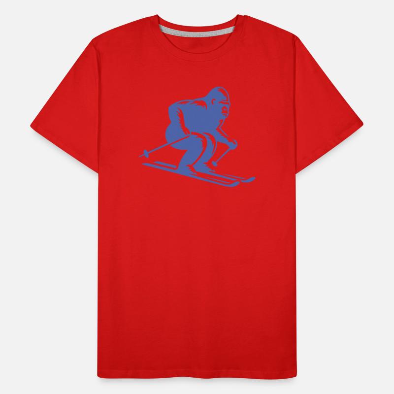 Singe Gorille Chimpanzé Ski Silhouette Design T-shirt bio Premium Homme