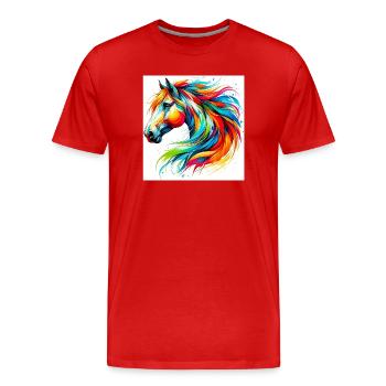 Horse - Men's Premium Organic T-Shirt - red - Front - Damien (186cm)