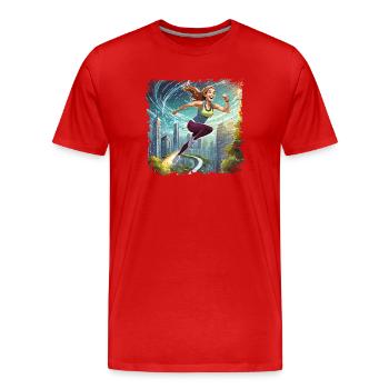 Sportliche Frau | running women - Männer Premium Bio T-Shirt - Rot - Vorne - Damien (186cm)