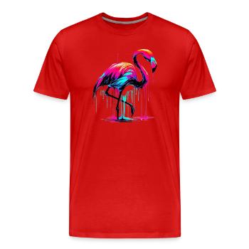 Rosa Flamingo - Männer Premium Bio T-Shirt - Rot - Vorne - Damien (186cm)
