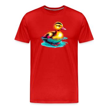 Entenküken Ente Ente - Männer Premium Bio T-Shirt - Rot - Vorne - Damien (186cm)