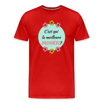 MAMIE - T-shirt bio Premium Homme - rouge - Devant - Damien (186cm)