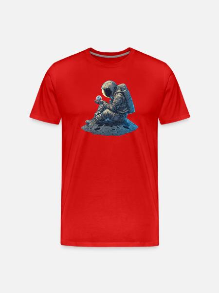 An astronaut observes the Earth - Men's Premium Organic T-Shirt - red