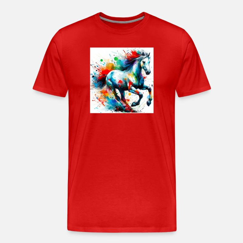 Pferd - Männer Premium Bio T-Shirt - Rot