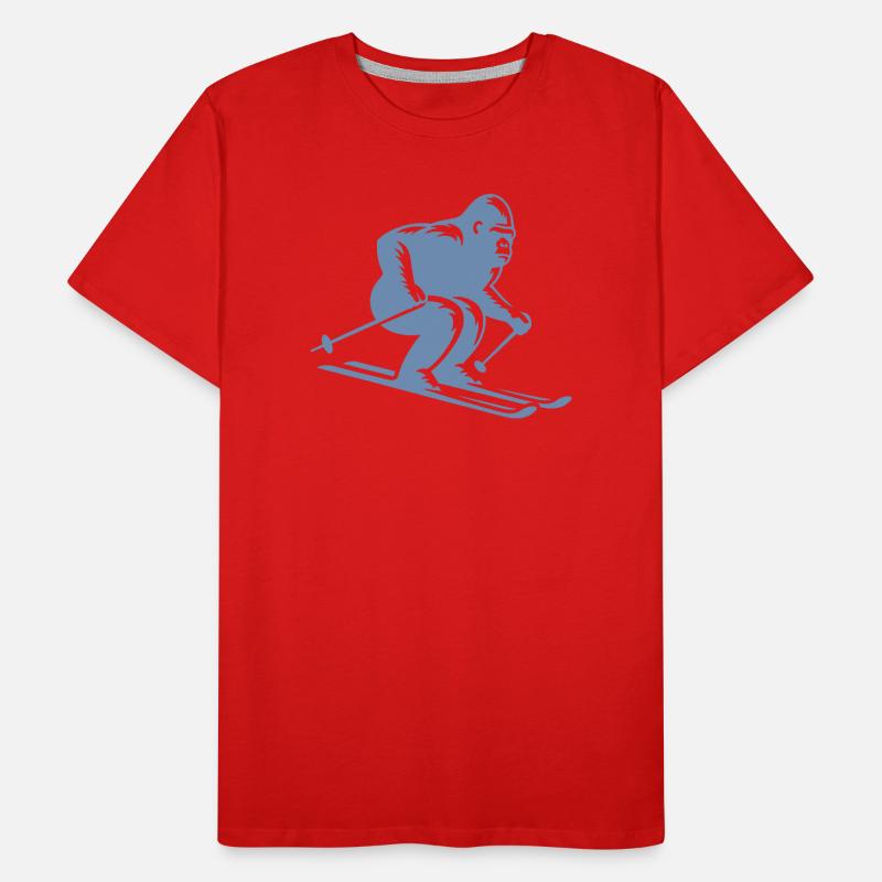 Monkey Gorilla Chimpanzee Ski Silhouette Design Men's Premium Organic T-Shirt