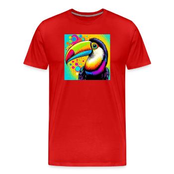 Toucan Pop Art - T-shirt bio Premium Homme - rouge - Devant - Damien (186cm)