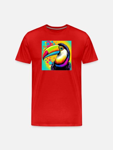 Toucan Pop Art - Men's Premium Organic T-Shirt - red