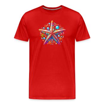 Étoile de mer - T-shirt bio Premium Homme - rouge - Devant - Damien (186cm)