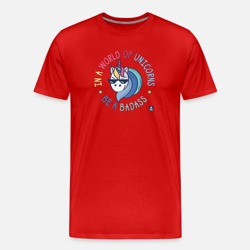 Badass-Einhorn - Männer Premium Bio T-Shirt - Rot