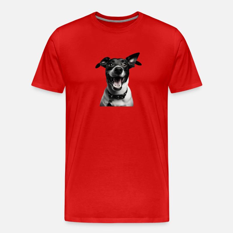 Verspieltes Welpenporträt - Männer Premium Bio T-Shirt - Rot