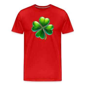 Trèfle à quatre feuilles - T-shirt bio Premium Homme - rouge - Devant - Damien (186cm)