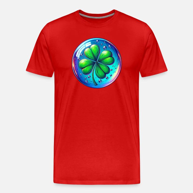 Vierblättriges Kleeblatt - Männer Premium Bio T-Shirt - Rot