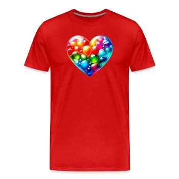 Colorful Heart - Men's Premium Organic T-Shirt - red - Front - Damien (186cm)