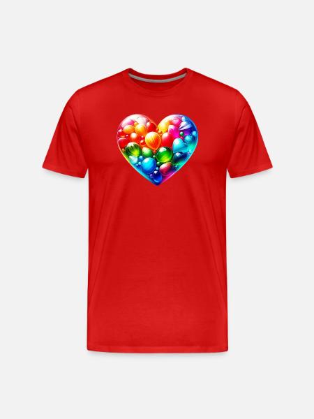 Buntes Herz - Männer Premium Bio T-Shirt - Rot