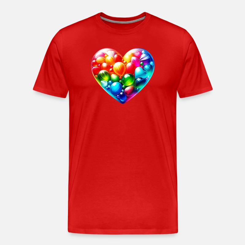 Buntes Herz - Männer Premium Bio T-Shirt - Rot