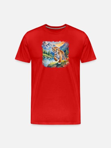 Niedlicher junger Tiger | Kinderbuchstil - Männer Premium Bio T-Shirt - Rot
