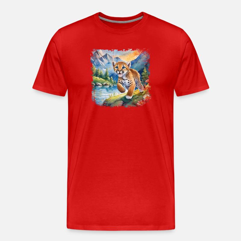 Niedlicher junger Tiger | Kinderbuchstil - Männer Premium Bio T-Shirt - Rot
