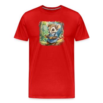 Mignon jeune fourmilier avec téléphone portable - T-shirt bio Premium Homme - rouge - Devant - Damien (186cm)