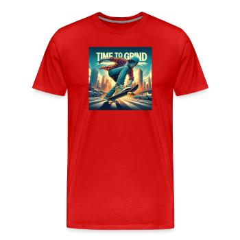 time to grind - Männer Premium Bio T-Shirt - Rot - Vorne - Damien (186cm)