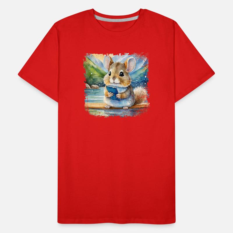 Cute young chinchilla using mobile phone Men's Premium Organic T-Shirt