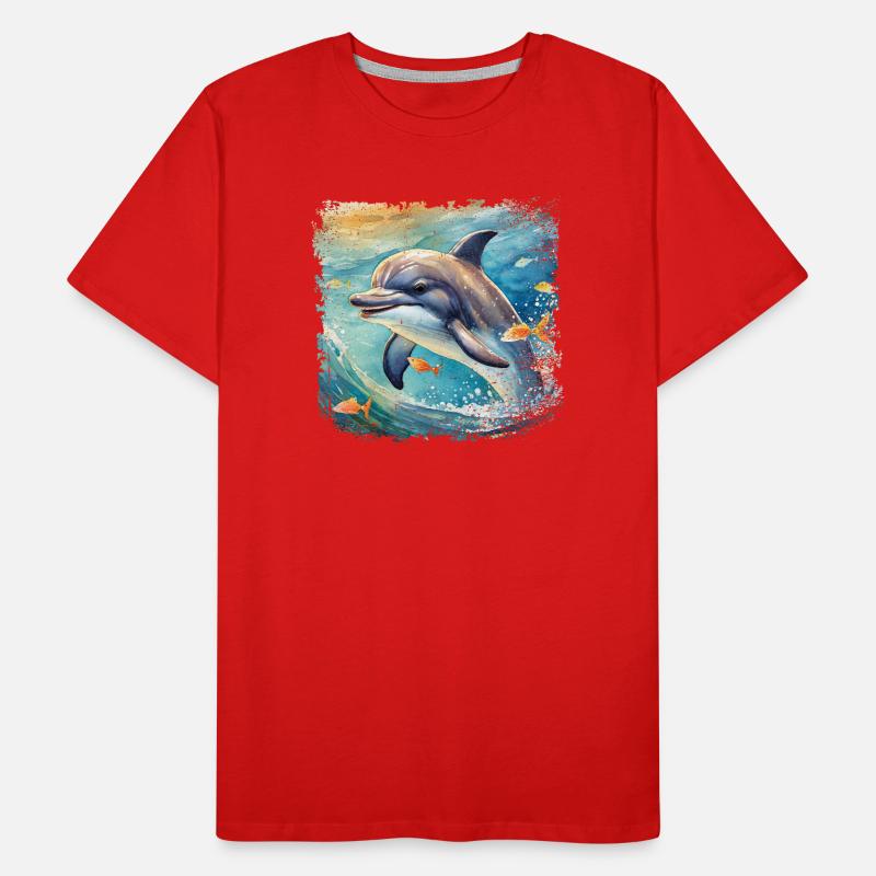 Cute young dolphin in children's book style Men's Premium Organic T-Shirt