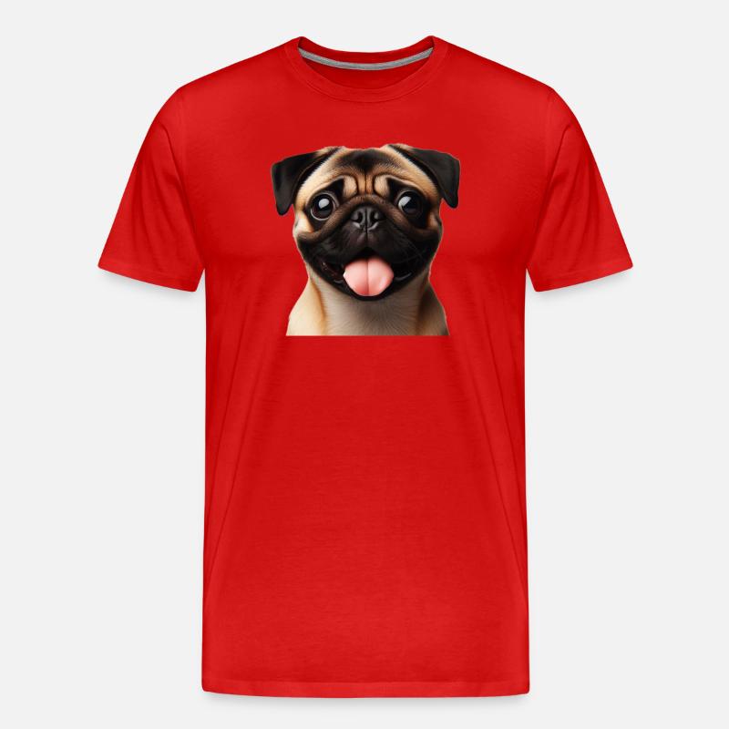 Ein glücklicher Mops - Männer Premium Bio T-Shirt - Rot