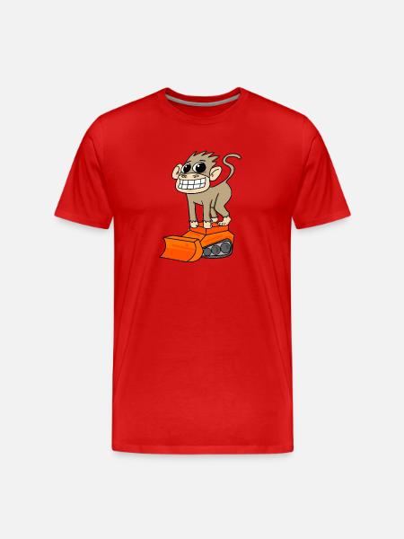 Affe Bagger Baggerfahrer Motiv - Männer Premium Bio T-Shirt - Rot