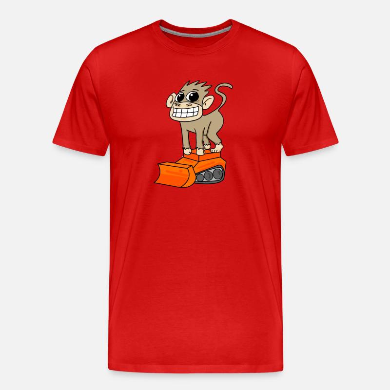 Affe Bagger Baggerfahrer Motiv - Männer Premium Bio T-Shirt - Rot