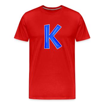 Buchstabe K - Anfangsbuchstabe K - Männer Premium Bio T-Shirt - Rot - Vorne - Damien (186cm)