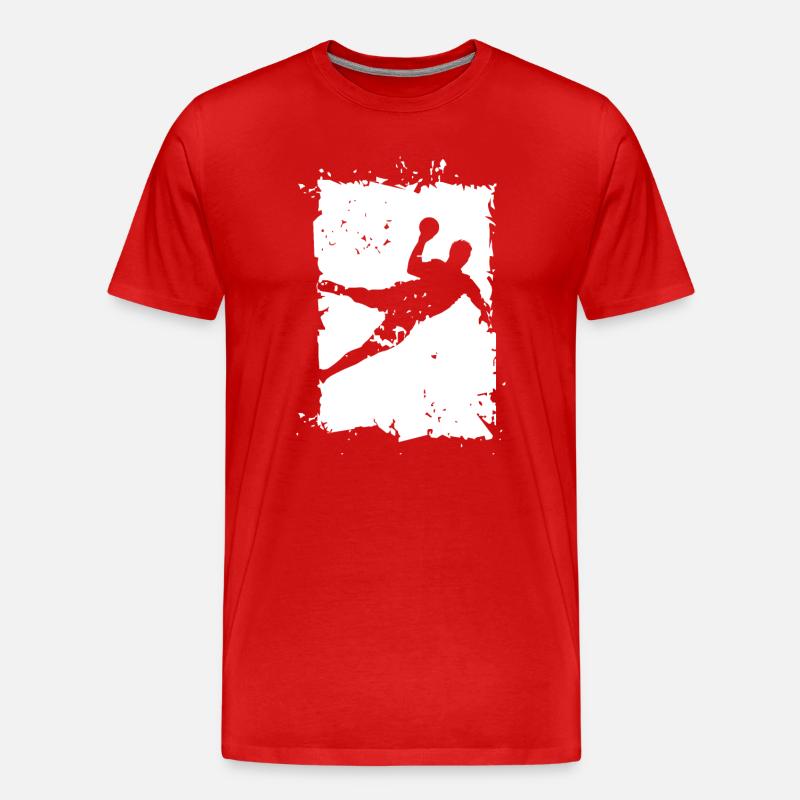 Handball Throw Explosion Destruction Illustration - Men's Premium Organic T-Shirt - red