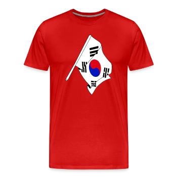 Drapeau de la Corée du Sud - T-shirt bio Premium Homme - rouge - Devant - Damien (186cm)