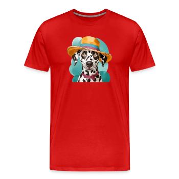 lustiger Dalmatiner mit hut - Männer Premium Bio T-Shirt - Rot - Vorne - Damien (186cm)