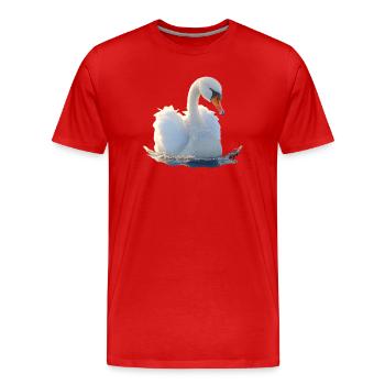 Swan Mute Swan Goose Duck Swan White Swans - Men's Premium Organic T-Shirt - red - Front - Damien (186cm)