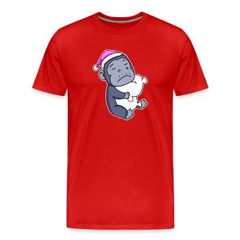 Gorilla Tired Sleeping Sleeping Girl - Men's Premium Organic T-Shirt - red - Front - Damien (186cm)
