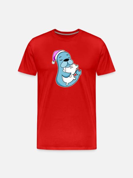 Seelöwe Müde Ausschlafen Schlafen Mädchen - Männer Premium Bio T-Shirt - Rot