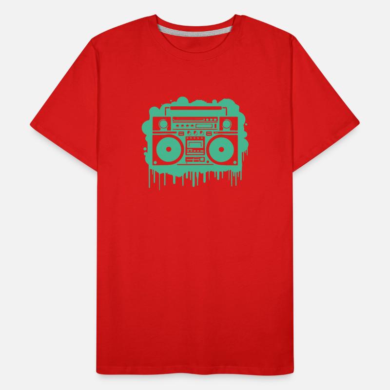Cyan Ghettoblaster (durchsichtig) Männer Premium Bio T-Shirt