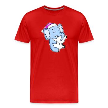 Elephant Tired Sleeping Sleeping Girl - Men's Premium Organic T-Shirt - red - Front - Damien (186cm)