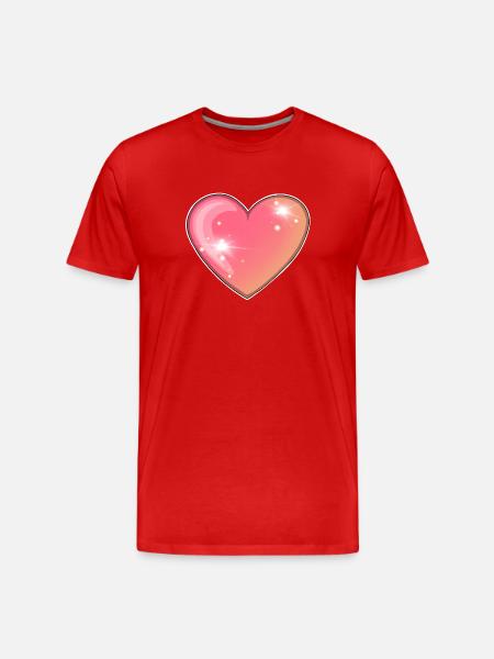 Funkelndes rosa Herz Illustration - Männer Premium Bio T-Shirt - Rot