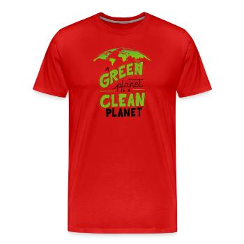 Umweltfreundliches grünes, sauberes Erddesign - Männer Premium Bio T-Shirt - Rot - Vorne - Damien (186cm)
