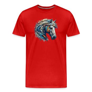 Pferd - Männer Premium Bio T-Shirt - Rot - Vorne - Damien (186cm)