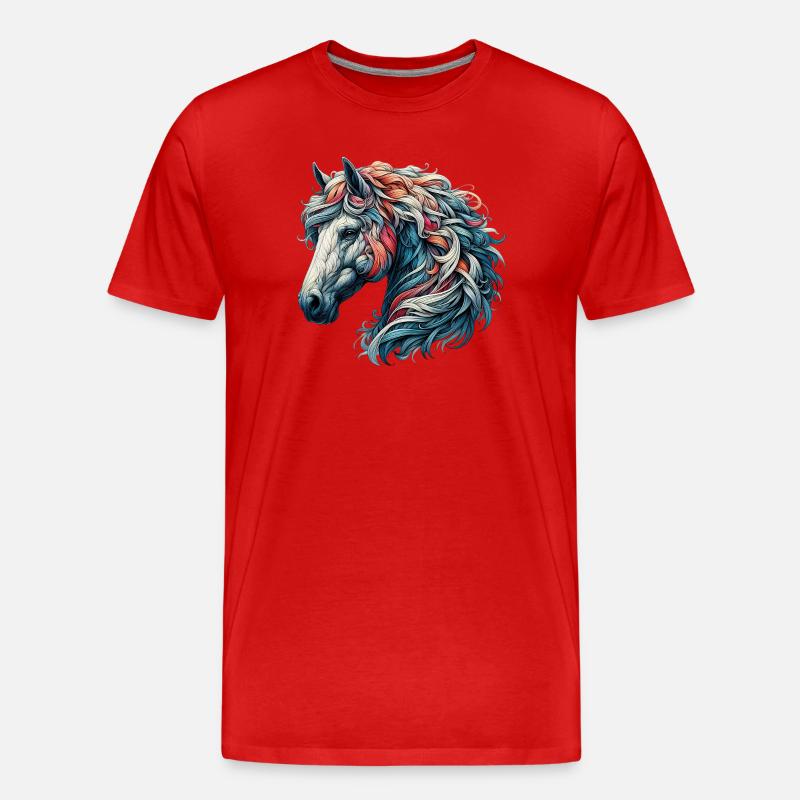 Pferd - Männer Premium Bio T-Shirt - Rot
