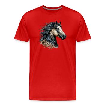 Pferd - Männer Premium Bio T-Shirt - Rot - Vorne - Damien (186cm)
