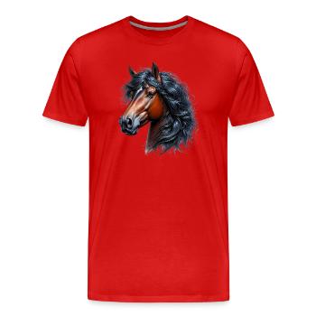 Pferd - Männer Premium Bio T-Shirt - Rot - Vorne - Damien (186cm)