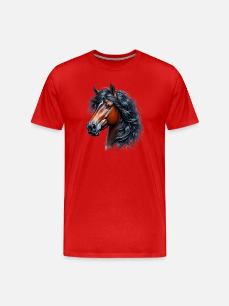 Pferd - Männer Premium Bio T-Shirt - Rot