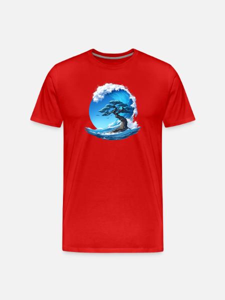 A tree under a wave - Men's Premium Organic T-Shirt - red