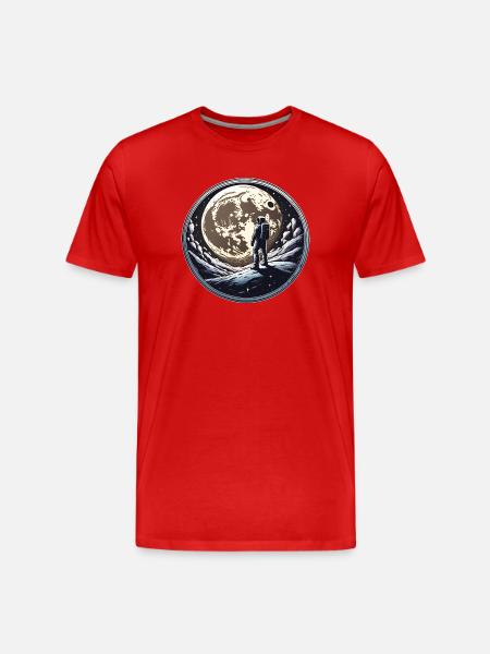 Mond-Mann - Männer Premium Bio T-Shirt - Rot