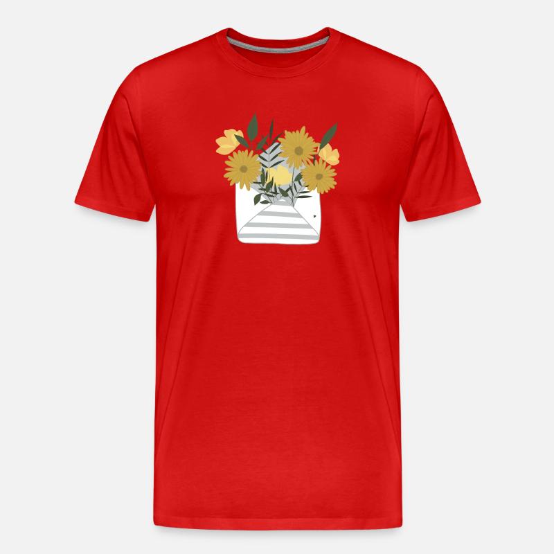 A small floral greeting by post in an envelope - Men's Premium Organic T-Shirt - red