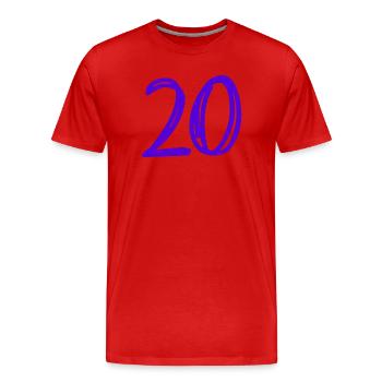 20. 20 JAHRE. 20-JÄHRIGES JUBILÄUM. 20-JÄHRIGES JUBILÄUM. - Männer Premium Bio T-Shirt - Rot - Vorne - Damien (186cm)